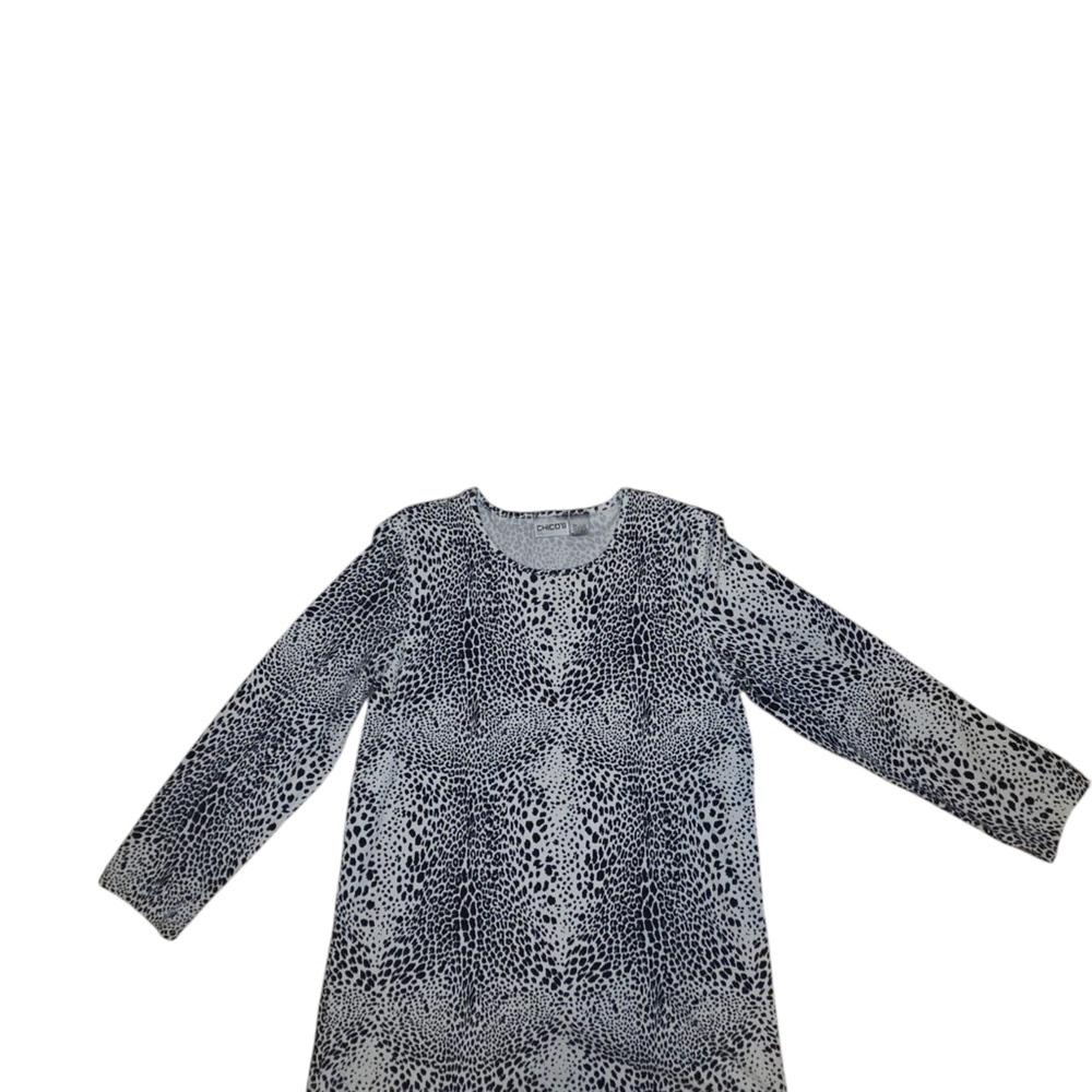 Chico's Black and White Animal Print Sweater